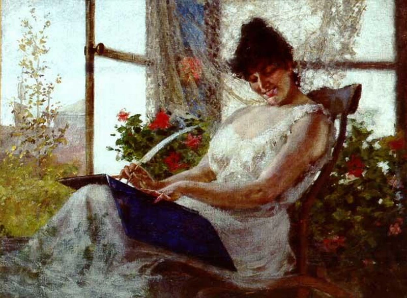 Donna in veranda